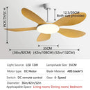 Modern black dc ceiling fan light with wood blades for bedroom