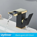 Modern black decorbites led waterfall bathroom sink faucet