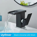 Modern black decorbites led waterfall bathroom sink faucet