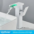 Modern black decorbites led waterfall bathroom sink faucet