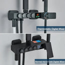 Modern black digital shower system with rainfall head and bidet – bathroom