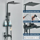 Modern black digital shower system with rainfall head and bidet – bathroom