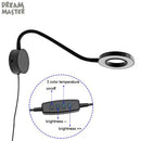 Modern black dimmable led wall lamp bedroom gooseneck reading light