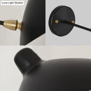Modern black duckbill shade wall lamp with curved arm bedroom sconce