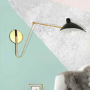 Modern black duckbill shade wall lamp with curved arm bedroom sconce