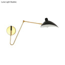 Modern black duckbill shade wall lamp with curved arm bedroom sconce