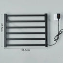 Modern black electric towel warmer with digital display for bathroom