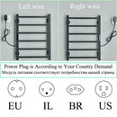 Modern black electric towel warmer with digital display for bathroom