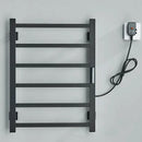 Modern black electric towel warmer with digital display for bathroom