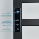 Modern black electric towel warmer with shelf for bathroom control