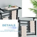 Modern black electric towel warmer with shelf for bathroom control
