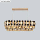 Modern black finish crystal oval chandelier dining room pendant light