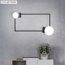Modern black finish rectangle wall sconce bedroom glass globe light