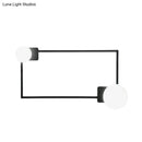 Modern black finish rectangle wall sconce bedroom glass globe light