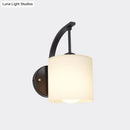 Modern black finish wall lamp bedroom cylindrical glass sconce