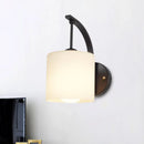 Modern black finish wall lamp bedroom cylindrical glass sconce