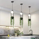 Modern black flower pot pendant light dining room planter decor