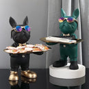 Modern black french bulldog sculpture living room key tray ornament