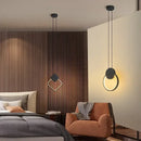 Modern black geometric led pendant light for living room