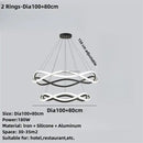 Modern black geometric led ring chandelier dining room light
