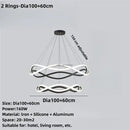 Modern black geometric led ring chandelier dining room light