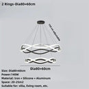 Modern black geometric led ring chandelier dining room light