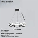 Modern black geometric led ring chandelier dining room light