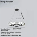 Modern black geometric led ring chandelier dining room light