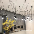 Modern black geometric led wire pendant light office chandelier