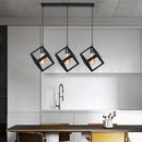 Modern black geometric pendant light – kitchen island 3-light cube
