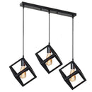 Modern black geometric pendant light – kitchen island 3-light cube