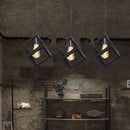 Modern black geometric pendant light – kitchen island 3-light cube
