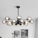 Modern black glass ball led chandelier for dining room