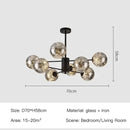 Modern black glass ball led chandelier living room luxury fixture