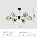 Modern black glass ball led chandelier living room luxury fixture