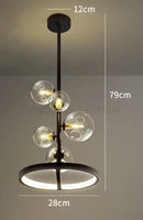 Modern black glass ball led chandelier living room pendant light