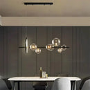 Modern black glass ball led chandelier living room pendant light