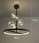 Modern black glass ball led chandelier living room pendant light