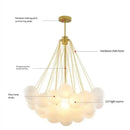 Modern black glass ball led chandelier living room pendant light