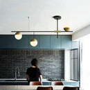 Modern black glass ball pendant lights for dining room