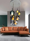 Modern black glass ball pendant lights for kitchen island