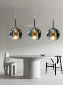 Modern black glass ball pendant lights for kitchen island