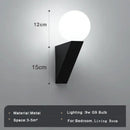 Modern black glass ball wall lamp bedroom sconce