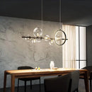 Modern black glass bubble chandelier dining room light with ring