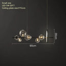 Modern black glass bubble chandelier dining room light with ring