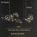 Modern black glass bubble led pendant chandelier for living room