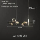 Modern black glass bubble led pendant chandelier for living room
