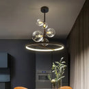 Modern black glass bubble led pendant chandelier for living room