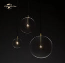 Modern black glass globe pendant light for dining room