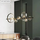 Modern black glass globe pendant light for dining table